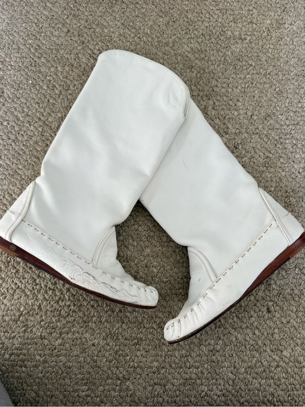 White Leather Moccasin Shoes
